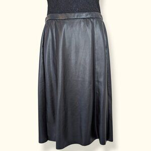 Cream "Ariana" A-Line Faux Leather Skirt